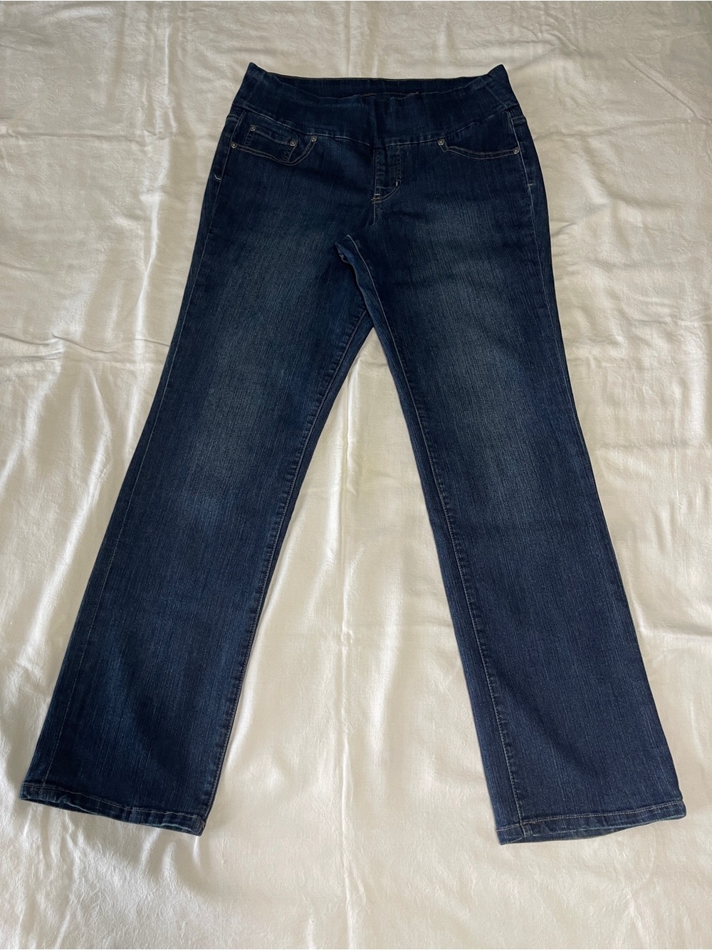 Jag Jeans High Rise Straight Leg Size 16 Blue Denim Stretch Pull-on 5 Pocket